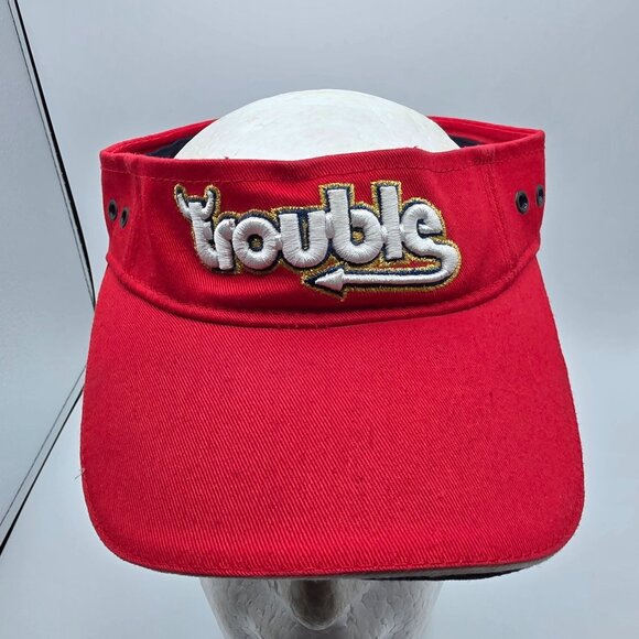 Bio Domes Trouble Devil Horns Adjustable Red Visor Hat Casual Golf Outdoors - Picture 1 of 8